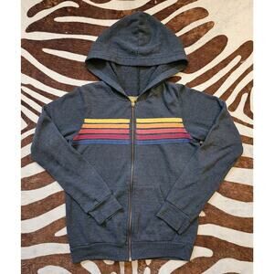 Aviator Nation Hoodie Womens Small Blue Full Zip Hooded Fleece Jacket Surf